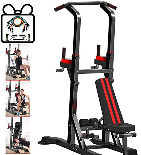 Power Tower-Trainingsgerät, verstellbar, multifunktionale Klimmzugstange, Dip-Station, Klimmzugstange für Heim-Fitnessstudio, 6-fach höhenverstellbar, 330 Pfund