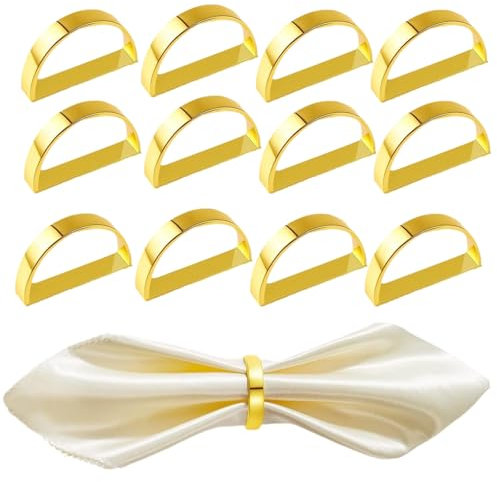 Uieamsio Goldene Serviettenringe für Weihnachten, Abendessen, Party, Familie Sammeln - Esstischdekoration und Serviettenhalter für Den Täglichen Gebrauch