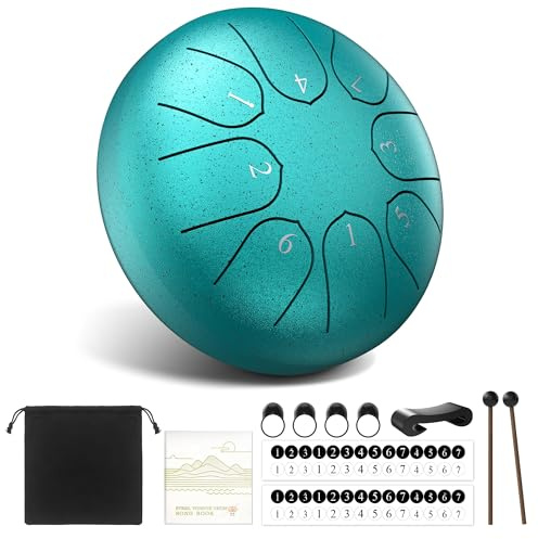 Steel Tongue Drum 8 Noten 6 Handpan Drum 15cm | Für Meditation & Yoga, Premium German Steel, Mit Reisetasche, Schlägeln & Notenbuch, Zen Musical Gift, Für Erwachsene/Kinder