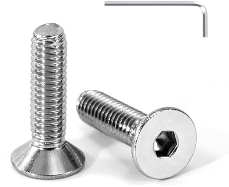 Tunejoy Vis à Tête Fraisée M4 x 16 mm Vis à Six Pans Creux en Acier Inoxydable A2 V2A à Tête Fraisée Hexagonale avec Clé Allen Filetage Complet 20 Pièces