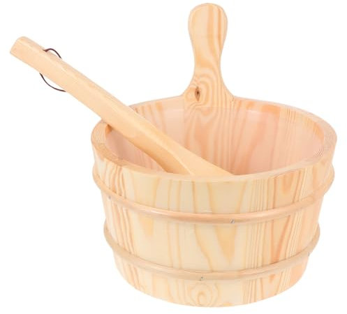 OFFSCH Ensemble De Seau Cuillère De Sauna en Bois Naturel Accessoires De Spa pour Sauna Kit De Seau De Spa