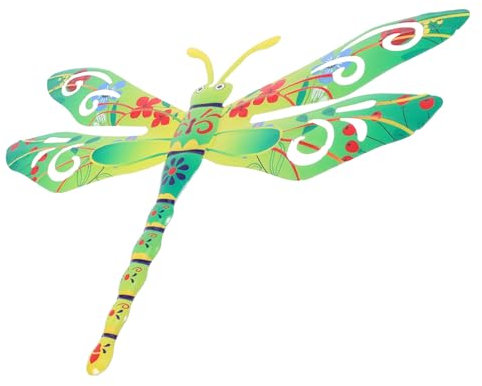 YARNOW Iron Dragonfly Wall Art Ornament for Garden and Outdoor Wall Decor Green Metal Dragonfly Sculpture for Backyard Fence Decoration Indoor and Outdoor