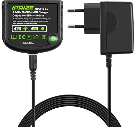 iPrize 9.6V-18V Ni-MH/Ni-CD Chargeur Compatible pour Black&Decker 9.6V 12V 14.4V 18V Batterie, pour HPB12 HPB14 HBP18 A1712 A1714 A1718