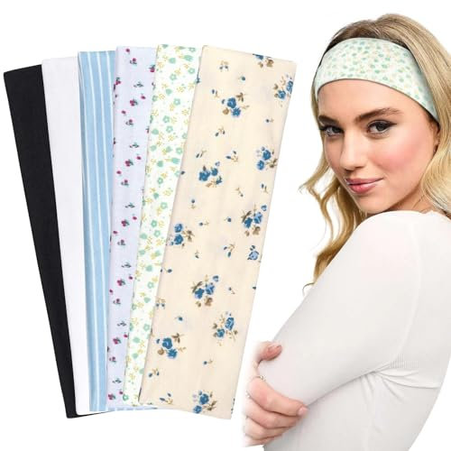 Kavya Haarband Damen Dünn Stirnband Damen Sport 6er Set - Rutschfestes Haarbänder Sommer Boho Elastisches Headband für Yoga, Laufen, Gym und Haarschmuck Schwarz