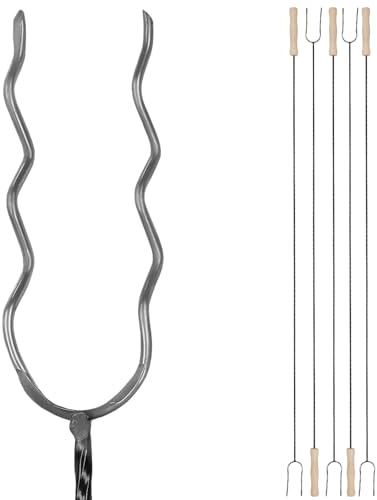KOTARBAU® 5er Set Grillspieße - Lagerfeuer Spieße lang - Grillgabel - Camping Grill – 130 cm – Würstchenstecker – Feuergabel – Grillgabeln