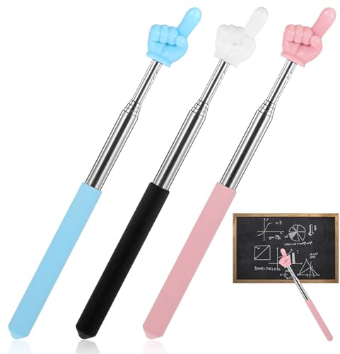 3 Stück Zeigestab Ausziehbar Pointer Finger Zeigestab Finger Lehrer Zeiger Mini Einziehbar Klassenzimmer Zeiger Fingers Lehrer Pointer Stick Zeigestock Edelstahl für Lehrerunterricht Whiteboard