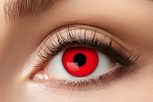 Zoelibat Eyecatcher – Red Devil – Farbige Wochen-Kontaktlinsen in teuflischem Rot – Kontaktlinsen Halloween rot ohne Stärke