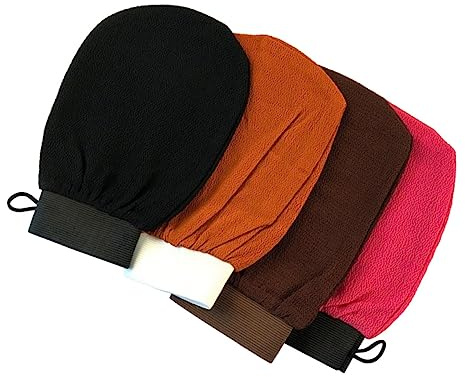 4 Stück Peeling Badehandschuhe aus Weichem Material Duschhandschuhe Kreativen Farben für Sanftes Körperpeeling und Hautpflege Leicht und Einfach zu Verstauen