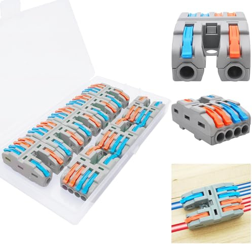 Conectores de palanca CTRICALVER, juego de bornas con tornillo, cableado rápido para cableado de superficie, 2 entradas, 4 salidas, 8 piezas