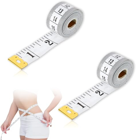 Double Sided Tape Measure, 2 Pack 60 Inch 150 cm Soft Fabric White Measuring Tape, Measuring Tape for Body Measurements, Tailors, Waist, Height, Clothes Measuring