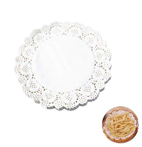 Angelkiss 200 Stück Weiße Spitzen-Papierdeckchen,Rundes Tortenpapier für Hochzeiten, Geburtstage & Partys(16,5 cm)