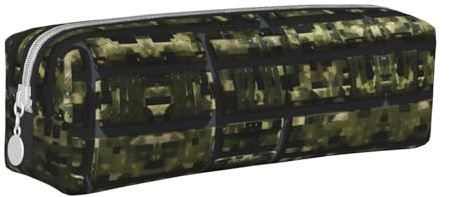 HLBSDM Army Digital Camouflage Leather Zippered Pencil Case Pen Bag with Large Capacity,Durable Convenient Portable