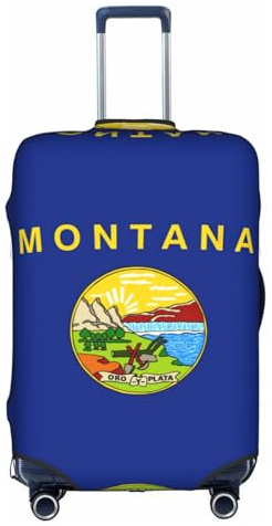 Aubnva Copertura per bagagli da viaggio lavabile con stampa bandiera dello stato del Montana Protezione personalizzata per valigia per affari e tempo libero, bianco, M