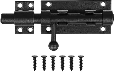 Durlo Heavy Duty Sliding Gate Latch Bolt Door Lock with Padlock Hole, 201 Stainless Steel Safety Barrel Gate Bolt Latch, 10mm Dia. Black (105MM Black)