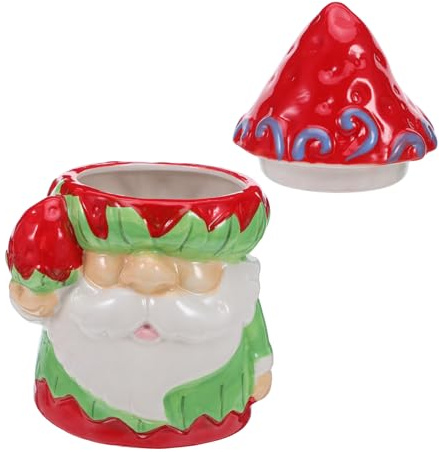 Homoyoyo Bocal à Bonbons Céramique de Noël avec Couvercle Boîte à Biscuits Festive Porcelaine Récipient Décoratif pour Friandises et Snacks de Fête Pot de Rangement Polyvalent pour