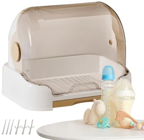Organizador De Biberones - Gran Caja De Almacenamiento Con Secador Para Biberones,Soporte Extraíble Contenedor de Guardería para Chupete Plato Taza Cubiertos Infantiles Guardería Hogar Encimera Viaje