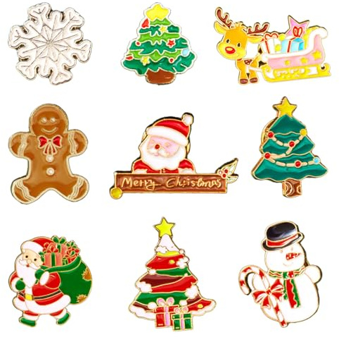 9 Stück Weihnachtsschmuck Damen, Christmas Decorations Brosche Weihnachten, Festliche Broschen & Anstecknadeln Für Damen, Verschiedene Designs