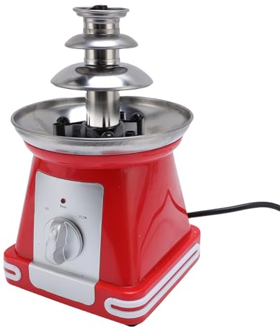 Luocute Fontana di Cioccolato Elettrica, Macchina per Fonduta di Cioccolato in Acciaio Inossidabile a 3 Livelli con Impostazioni Silenziose, per BBQ Al Formaggio Nacho, (Spina europea 220 V)