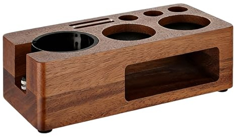 Dottduya Tamperstation aus Holz für Siebträger 51-58mm - Multifunktionale Stopfstation & Tamping Station - Rutschfester Kaffeezubehör Halter für Tamper, Verteiler & Siebträgergriff - BaristaZubehör