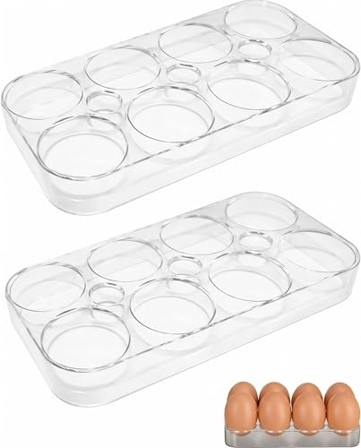 RAVNIX Hueveras para Frigorífico, 2 Unidades, Organizador de Huevos Apilable para Nevera y Refrigerador, Bandeja Contenedor para Almacenamiento Seguro.