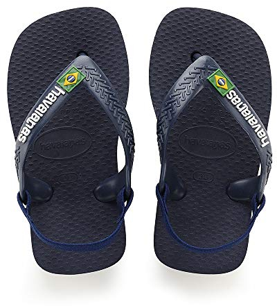 Havaianas Baby Brasil Logo Ii, Infradito Unisex - Bimbi 0-24, Navy Blue Citrus Yellow, 23/24 EU