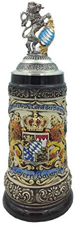 Zöller & Born Bierkrug Zinn Bayernwappen Seidel 0,5 Liter Bierseidel