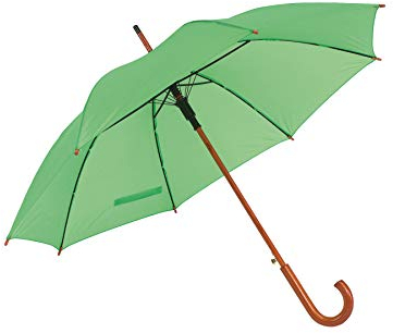 Automatik Regenschirm Holzschirm Stockschirm Portierschirm mit gebogenem Rundhaken Holzgriff in 103 cm Durchmesser von notrash2003 (Hellgrün)