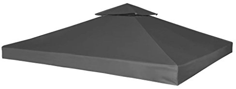 Pavillondach reservtak paviljong skydd paviljong tält trädgårdsplan 310 g/m2 3 x 3 m för fasttält trädgårdstält trädgård paviljong mörkgrå