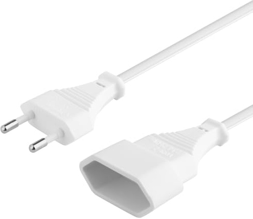PremiumCord Câble d'extension KPSM5W 5m, Rallonge Euro avec fiche et prise, câble d'alimentation pour 230V, couleur blanche