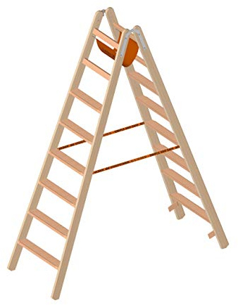 Layher Holzstehleiter - mit 8 Stufen; Holzleiter mit 80mm breiten Stufen, beidseitig begehbar; Länge 2,12 m