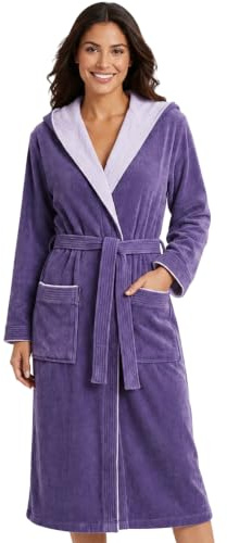 Morgenstern Bademantel Damen Frottee Baumwolle Kapuze Leonie | 100% Baumwolle, weicher Frottee, Kapuze, Taschen und Bindegürtel – geprüft auf Schadstoffe, ideal für Sauna und Zuhause