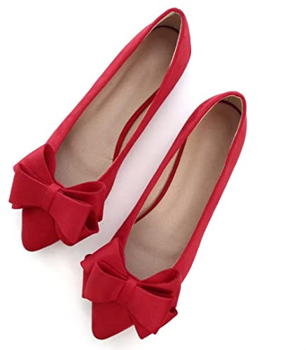 TN TANGNEST Zapatos de Vestir de Punta Puntiaguda de la Comodidad de Las Mujeres, Rojo, 40.5 EU