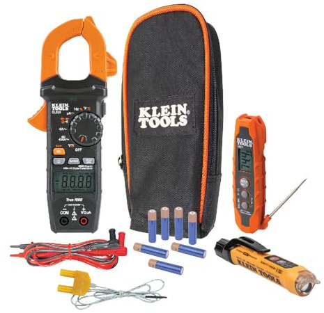 Klein Tools CL320KIT Kit HVAC pour test CVC ; pince multimètre numérique, testeur de tension sans contact et thermomètre infrarouge/sonde