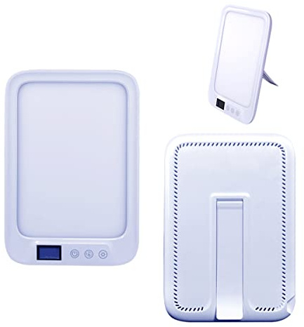 Lampada per terapia della luce, per uso domestico/ufficio/viaggi, lampada a LED diurna, 10000 Lux UV libero, 3 colori di illuminazione, 6 modalità di luminosità, 6 funzione timer (bianco)