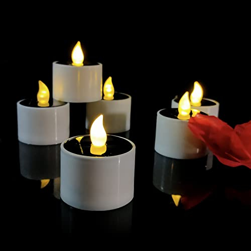 CYYSHR Solar Candles Outdoor Flickering, Waterproof for Lantern Garden, Camping and Home Decor, Pack of 6 (Warm White)