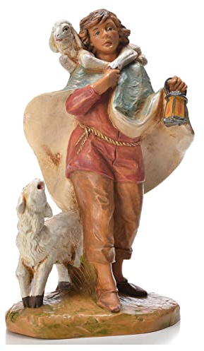 Holyart Krippen von Fontanini: Hirte mit Laterne und Schaf 19cm Fontanini