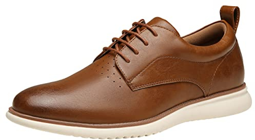 Jousen Men's Brown AMY9006 Dress Shoes, Size 10.5, Oxford, Classic Retro Style, Comfortable and Breathable