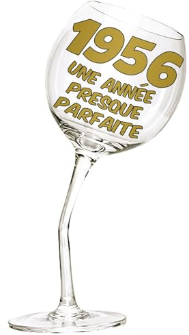 Bombo Verre à pied tordu pour anniversaire, 70 ans avec inscription en Français