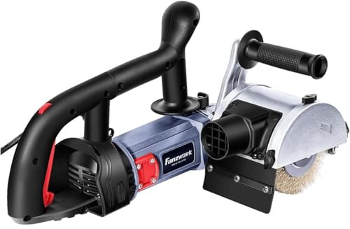 FANZWORK V2 1500 Watt Satinfinishmaskin Borstslipmaskin för Renovering av alla Typer av ytor, med Dammsugaranslutning, Hastighetsreglering, Kulhandtag, Mässingsborste