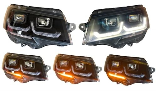 Pure Cardesign Scheinwerfer passend für VW T6.1 Bus Bj 2019+ schwarz Tagfahrlicht LED Blinker Frontscheinwerfer (Voll Led)
