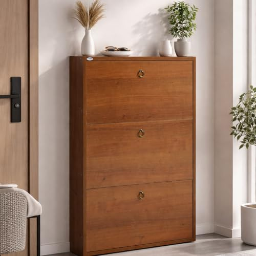 Linea Azzurra Scarpiera Serena Scarpiera Legno Nobilitato Melaminico 3 Ante e Ripiani 108x65x15cm Made in Italy per Ingresso, Soggiorno, Esterno, Camera da Letto