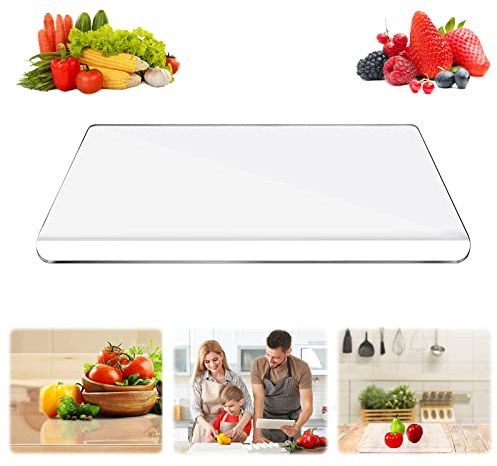 Qivine Tabla de Cortar de Acrílico con Borde de Encimera, 45 x 40 cm Tablas de Cocina, Tabla Cortar Cocina Antideslizante, para Cortar Frutas, Pan, Carne, Verduras