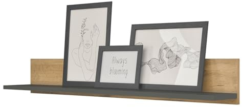 Furn.Design Wandregal in Eiche Wotan Holz und grau matt Büroregal für Homeoffice und Büro Wandboard Hängeregal zum Aufhängen 100 cm Center (Regal 4)