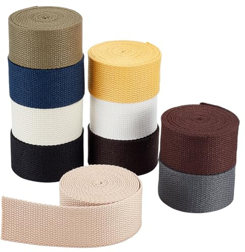 PH PandaHall 1 1/2 Zoll Baumwollgurtband 10 Farben Schwere Taschengurte Flaches Polycotton Gurtband Leine Gurte Für Heimwerker Reparaturen Stoffgürtel Outdoor Aktivitäten 25m/82ft
