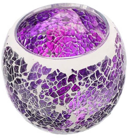 MAGICLULU Kerzenhalter aus Glas Tisch schmücken Esstischdekoration Ornament Vasen Wohnkultur kreativer mosaikkerzenhalter Mosaik-Kerzenhalter Kristall Dekorationen Teelicht Leuchter Violett