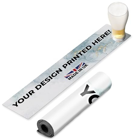 TheDogTagCo Barläufer, personalisierbar, 830 x 200 mm, individuelles Foto, rutschfest, auslaufsicher, für Zuhause, Pub, Dekoration, für jedes Foto und jeden Text