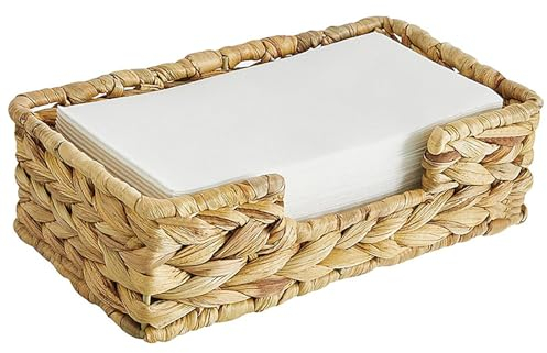 YMQIANYU - Servilletero de tejido de jacinto de agua – Cestas de mimbre tejido de ratán tejido, bandeja de servir para invitados, cestas de servilletas para baño y almacenamiento en el hogar