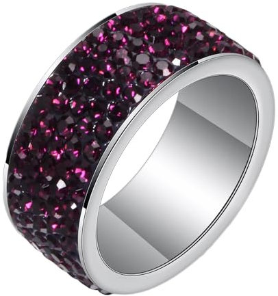 Beydodo Herren Ringe Edelstahl, Männer Ring 8MM Tennis mit Violett Zirkonia Freundschaftsring Ring Personalisiert Silber Gr.57 (18.1)