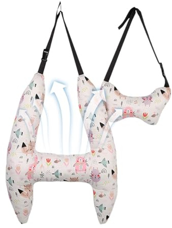 Xiixuuj Lot de 2 coussins de voyage pour enfants, coussins de voiture confortables en forme de H, coussin de voyage en forme de H, coussin lombaire pour siège arrière