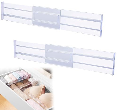 Plastic Drawer Dividers, Adjustable Drawer Organiser, Kunststoff Schubladentrenner, Transparente Schubladenteiler, Schubladentrenner Verstellbar, Schubladen Organizer, Geeignet für Küchen, 2 Stücke